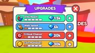 Utilize Gems to get different upgrades (Image via Roblox)